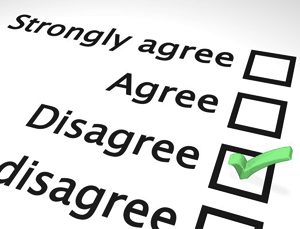 a check on the disagree box in a survey