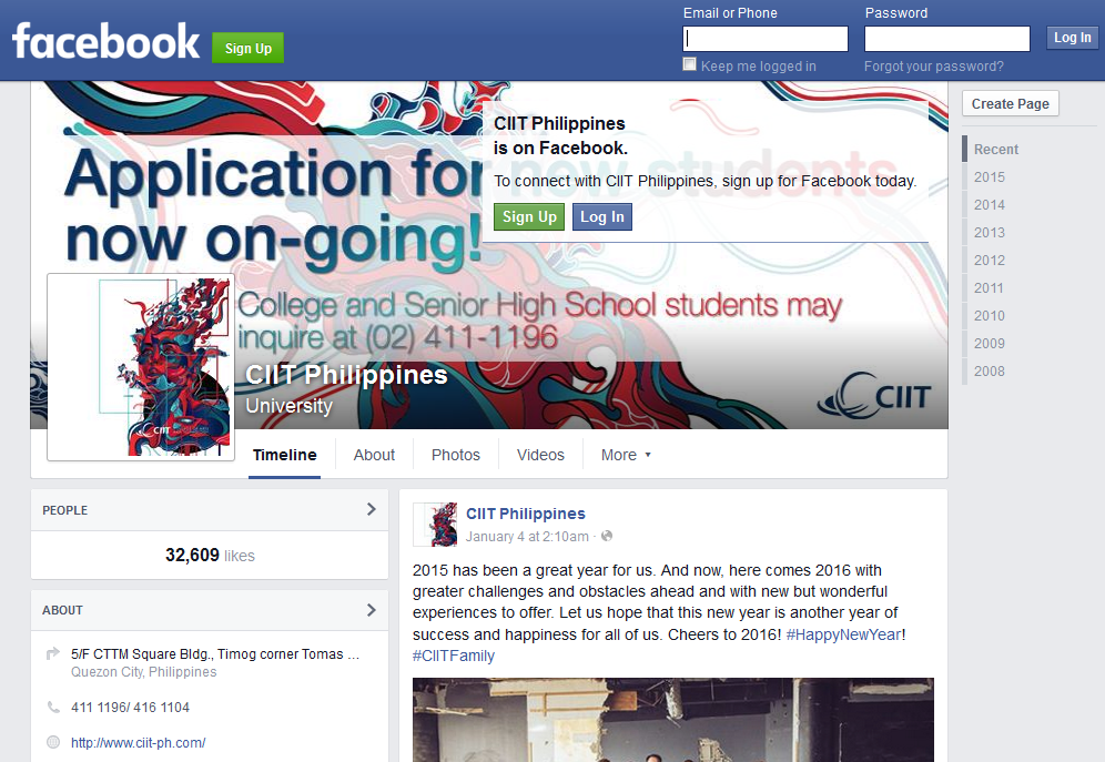 CIIT Philippines Facebook page screenshot