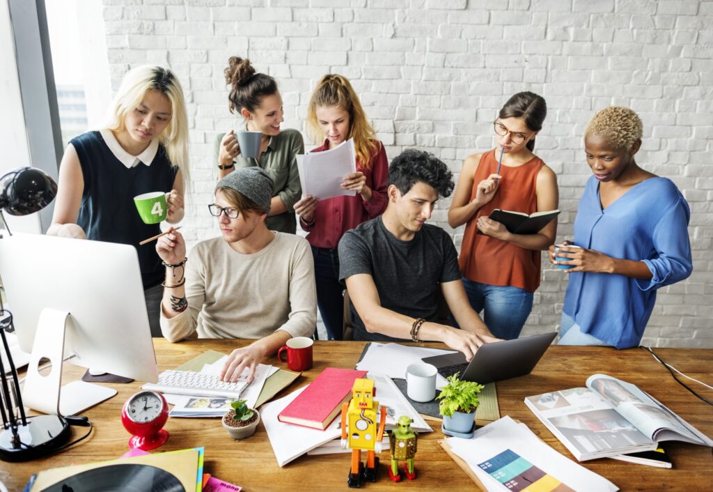 An image of cultural diversity in the workplace brainstorming