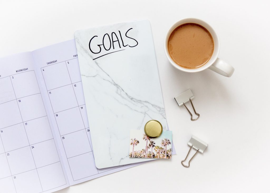 flat lay photo of goal setting and planning