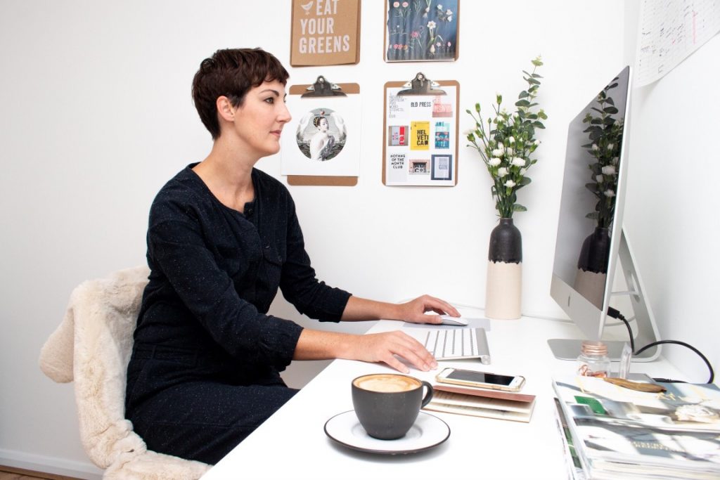 woman on a work from home setup