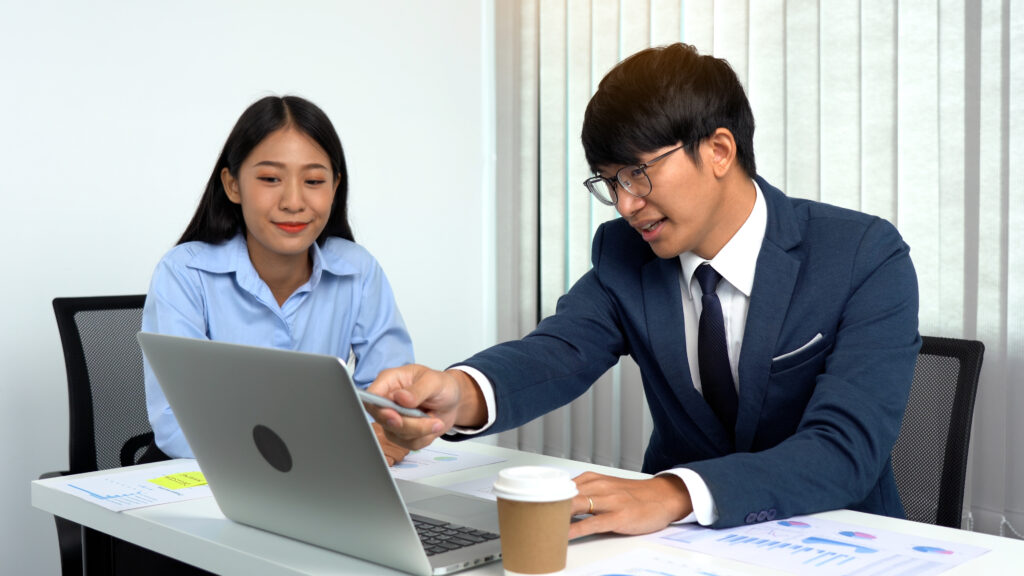 manager teaches the staff about career in bpo