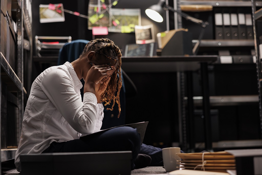 depressed female employee